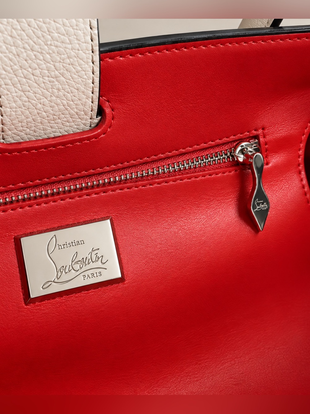 Christian Louboutin Paloma Medium Leather Tote – Ivory/White with Red Interior! - Picture 11 of 17